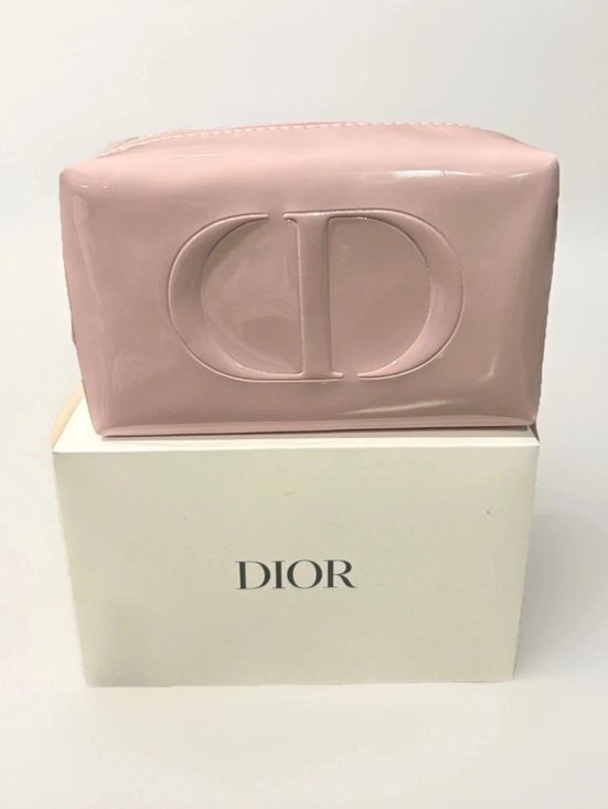 Dior Handbags - Dior Patent Cosmetic Makeup Zipper Bag Light Pink